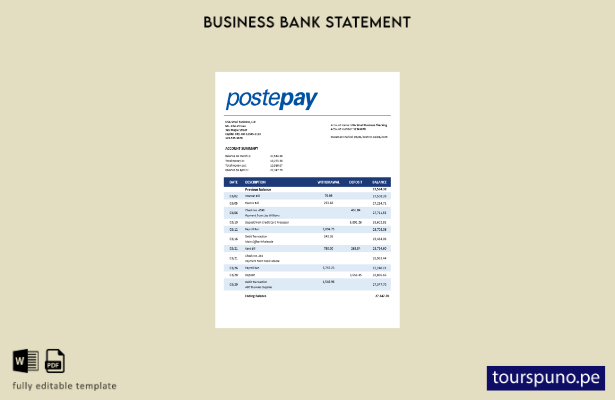 listo para imprimir Declaración empresarial de Postepay Evolution (Poste Italian